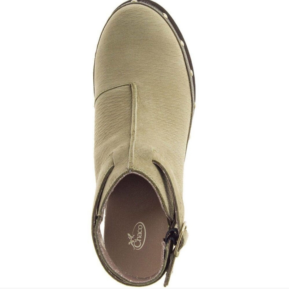 NWT Chaco Cataluna Clog 7 Ankle Straps Waterproof Leather Olive Green Mules Boot - Picture 5 of 7